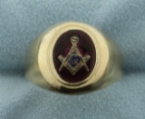 Lab Ruby Gold Masonic Ring