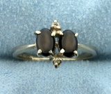 Vintage 1 Ct Tw Black Star Sapphire Ring In 14k White Gold