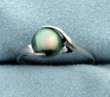 Tahitian Pearl Ring In 14k White Gold