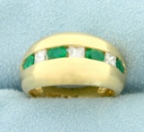 Natural 1 Ct Tw Emerald And Diamond Ring In 14k Yellow Gold