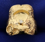 Men's Custom Made Diamond Horse Saddle Ring In 14k Yellow Gold