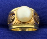 Vintage Pearl Ring In 18k Rose And Yellow Gold