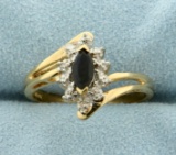 Natural Sapphire And Diamond Gold Ring