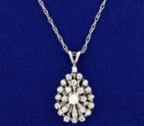 1/3ct Tw Diamond Burst Pendant With Chain In 14k White Gold