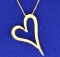 Italian Made Box Link Chain With Heart Pendant In 14k Gold