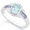 Tanzanite And Aquamarine Deco Style Ring In Platinum Over Sterling Silver