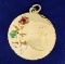 Merry Christmas Charm Or Pendant With Ruby, Emerald, And White Sapphire