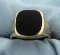 Men's Heavy Onyx Ring In 14k Yellow Gold