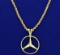 Mercedes Emblem Pendant On 14k Neck Chain
