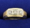 Men's Diamond 3 Stone Ring In 14k Yellow And White Gold
