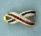 Ruby And Sapphire Pin In 14k Yellow Gold