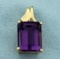 Over 10ct Emerald Cut Natural Amethyst Pendant In 10k Yellow Gold