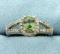 1ct Peridot And Diamond Ring In White Gold