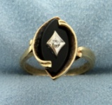 Gold Onyx And Diamond Ring