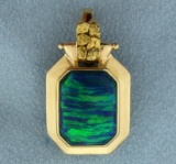 Natural Black Opal Pendant In 14k Gold