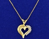 Diamond Heart Pendant On 14k Gold Chain