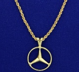 Mercedes Emblem Pendant On 14k Neck Chain