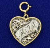 Heart Mom Pendant In 14k White And Yellow Gold