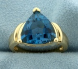 5ct Swiss Blue Topaz Solitaire Ring In 10k Yellow Gold