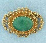 Antique Jade Pendant Or Pin In 14k Yellow Gold