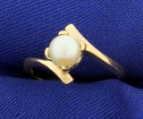 Bypass Design Gold Pearl Ring