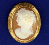 Cameo Pin Or Pendant In Yellow Gold