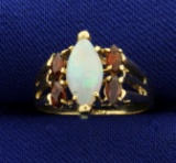 Natural Opal And Garnet Gemstone Ring