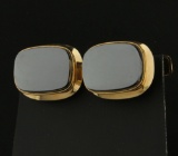 Hematite Cuff Links In 14k Yellow Gold