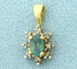 Alexandrite And Diamond Pendant In 10k Yellow Gold