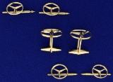 6-piece Mercedes Symbol Cuff Link And Tuxedo Stud Set In 14k Yellow Gold