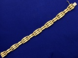 7 Inch Italian Made Diamond Shaped Designer Link Bracelet In 14k Yellow Gold