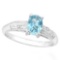 1ct Sky Blue Topaz And Diamond Ring In Sterling Silver