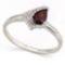 Modern Garnet Ring With Diamond In Sterling Silver