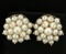 Akoya Natural Pearl Cluster Earrings In 14k Gold