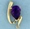 Amethyst And Diamond Pendant Or Slide In 14k Yellow Gold