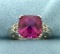 6ct Pink Topaz And Diamond White Gold Ring