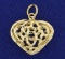 Modern Design Heart Pendant In 14k Yellow Gold