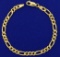 Italian Made Figaro Link Bracelet In 14k Yellow Gold