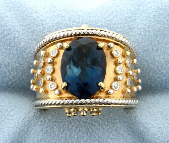 Designer Dallas Prince London Blue Topaz And Diamond Ring