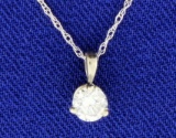 .3 Ct Solitaire Diamond Pendant With 14k White Gold Chain