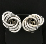 4 Ring Modern Style Earrings In 14k White Gold