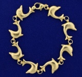 8 Inch Dolphin Link Bracelet In 14k Gold