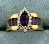 Amethyst And Diamond Ring