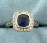 Natural Sapphire And Diamond Ring