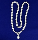 Natural Akoya Pearl And Diamond Necklace