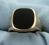 Men's Heavy Onyx Ring In 14k Yellow Gold