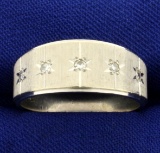 Men's Diamond Band Ring In 14k White Gold