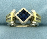 Hand Crafted Custom Designed Sapphire And Diamond Ring In 14k Gold