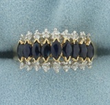 1 Ct Tw Natural Sapphire And Diamond Ring In 14k Yellow Gold