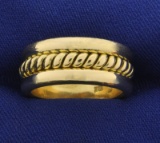 Heavy Rope Design Band Ring In 18k Yellow Gold